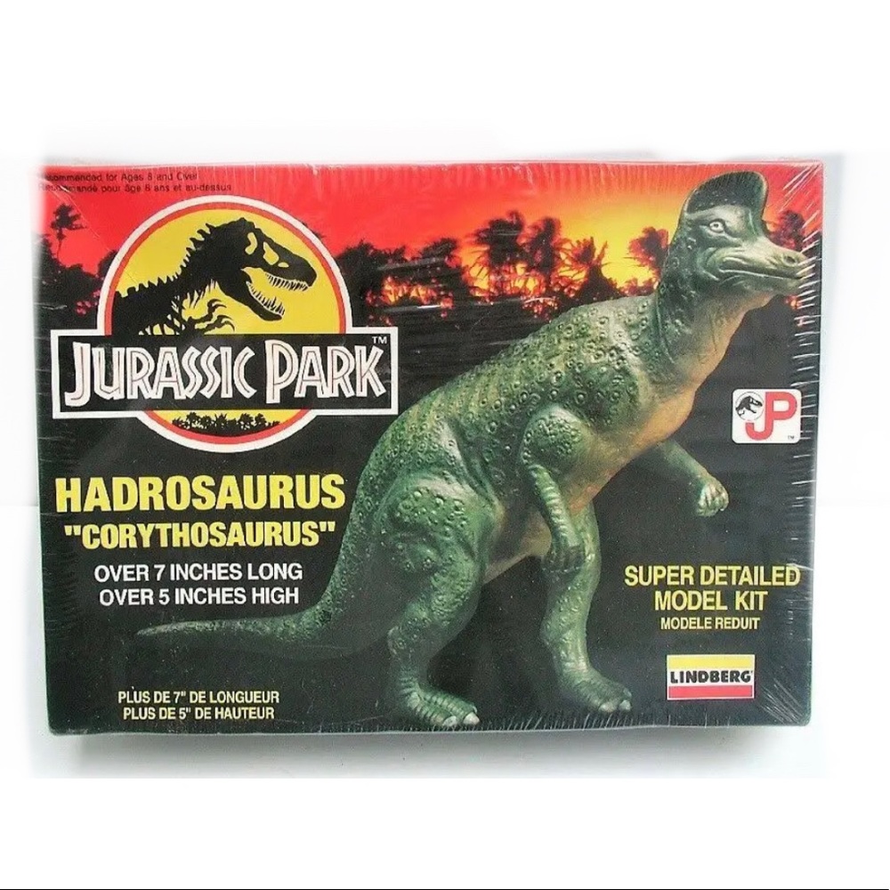1993 Jurassic Park Hardrosaurus Corythosaurus dinosaur model kit Lindberg JP